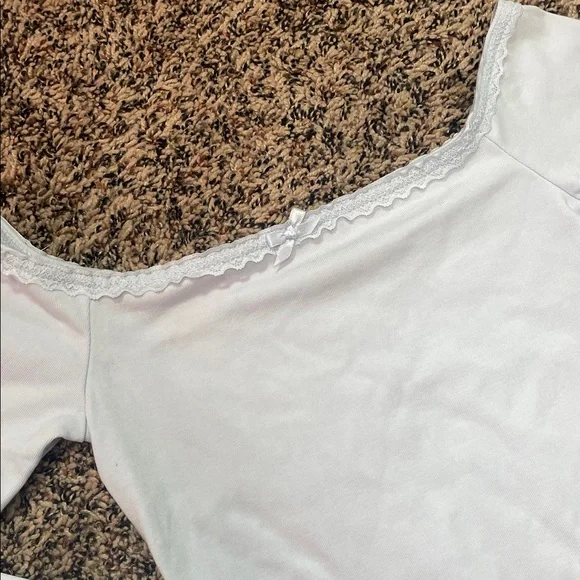 Wild Fable Off-Shoulder Blue Lace Bow Trim Long Sleeve Mini Dress Var Sizes NWT - Picture 4 of 10